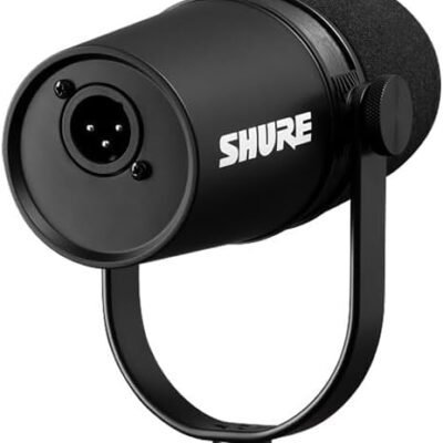 Shure MV7X XLR Podcast Microphone with XLR Cable – Dynamic Mic for Podcasting & Vocal Recording, Voice-Isolating Technology, All Metal Construction, Mic Stand Compatible, Optimized Frequency – Black
