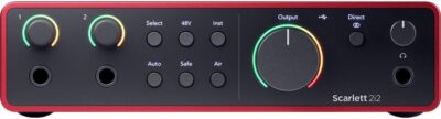 Focusrite Scarlett 2i2 Studio Audio Interface + Aston Spirit Stereo Pair Microphones Bundle – USB Recording Kit for Home Studio, Podcasting & Vocal Recording