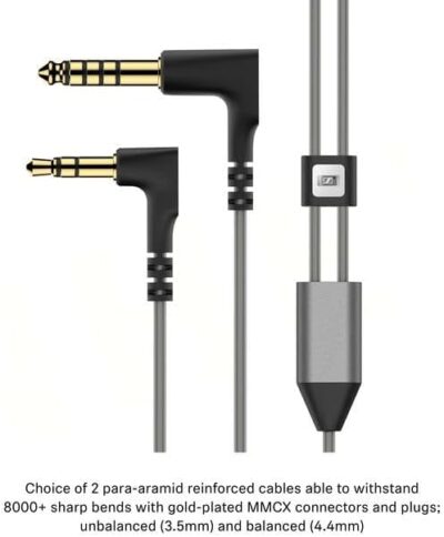 Sennheiser IE 600 In-Ear Audiophile Headphones – TrueResponse Transducers for Equisitely Neutral Sound, Includes balanced cable, Gray, Black