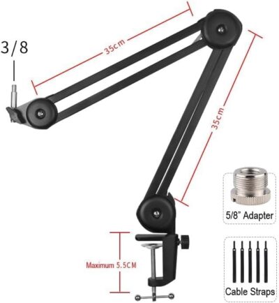 Audio-Technica AT2020USB-X Cardioid Condenser USB Microphone Bundled with Microphone Arm + Headphones + Wind Screen Pop Filter + Cleaning Cloth (5 Items)