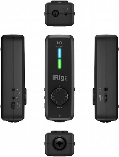 IK Multimedia iRig Pro I/O audio interface for iPhone, iPad, Mac, iOS and PC with USB-C, Lightning and USB cables, 24-bit, 96 kHz recording and guitar, bass and XLR mic inputs