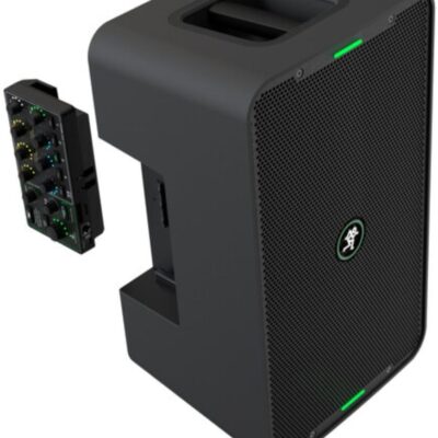 Mackie ShowBox All-in-One Battery-Powered 400W 8 Live Performance Rig with Breakaway Mix Control (Pair) Bundle with Auray Steel Speaker Stands with Tripod Base, Carrying Case and 2X XLR Cable