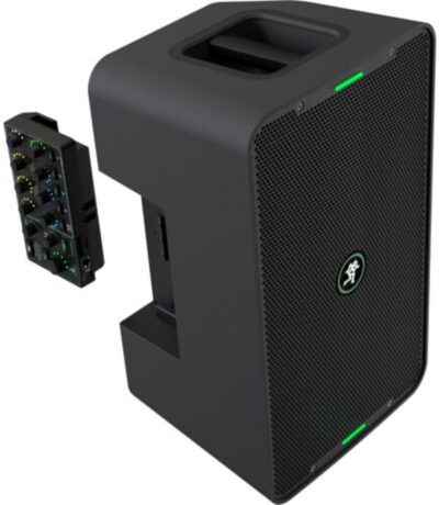 Mackie ShowBox All-in-One Battery-Powered 400W 8 Live Performance Rig with Breakaway Mix Control (Pair) Bundle with Auray Steel Speaker Stands with Tripod Base, Carrying Case and 2X XLR Cable