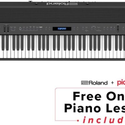 Roland FP-90X 88-Key Portable Digital Piano, Black Bundle with Stand, Bench, Sustain Pedal, Studio Monitor Headphones