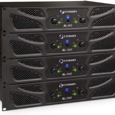 Crown XLi800 Two-channel, 600-Watt Bridged 8Ω Power Amplifier. Professional DJ, PA, Stage Amp. Black