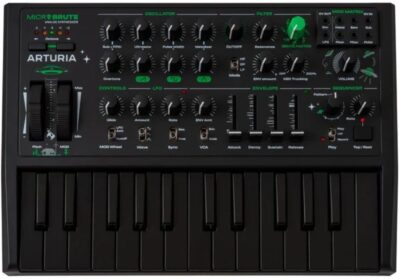 Arturia Micro Brute UFO Bundle with Polsen HPC-A30 Closed-Back Studio Monitor Headphones, Kellards MID-P10T Pro MIDI to MIDI Cable 10 Feet