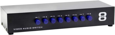 Panlong 8-Way AV Switch RCA Switcher 8 in 1 Out Composite Video L/R Audio Selector Box for DVD STB Game Consoles