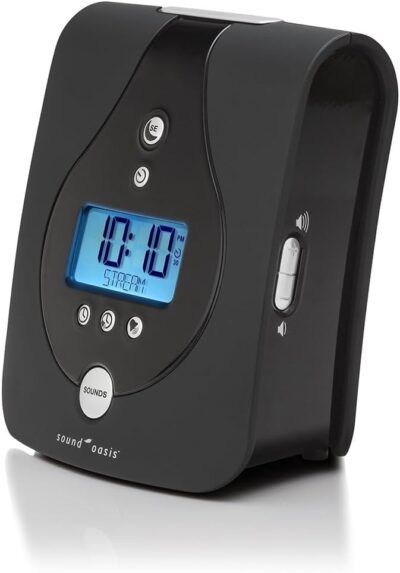 Sound Oasis Tinnitus Sound Therapy System, 24 Dr. Developed Sounds, Manage Tinnitus, Sleep Enhancement Lulls You to Sleep, Ear Ringing & Noise Relief, Privacy, Alarm w/Chime, Auto-Off Sleep Timer