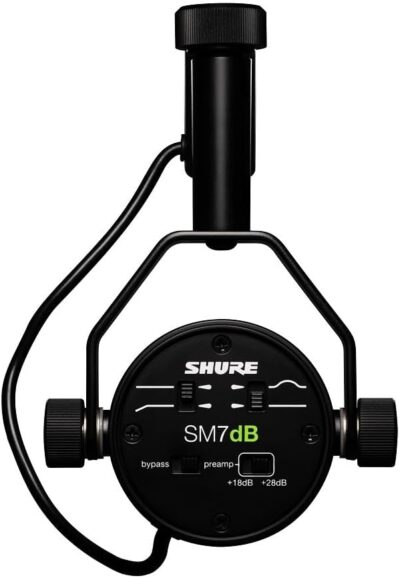 Shure SM7dB Dynamic Vocal Microphone with Built-in Preamp – Studio Mic for Streaming, Podcasting, and Recording – Smooth Sound, Wide Frequency Range, Rugged Build, Windscreen Included, XLR, Black