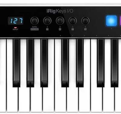 516Y8Z3IaPL. AC SL1200 IK Multimedia iRig Keys I/O 49 portable keyboard MIDI controller 24-bit/ 96Khz audio interface full-size synth velocity-sensitive, 48V phantom power, XLR mic preamp, iPhone, iPad, Android, Mac, PC