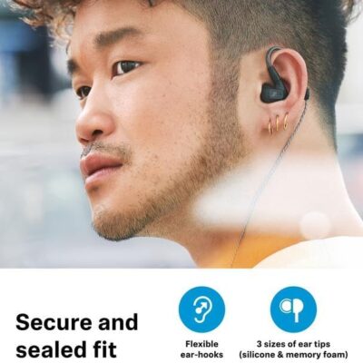 517QoufeHGL. AC Sennheiser Consumer Audio IE 200 In-Ear Audiophile Headphones – TrueResponse Transducers for Neutral Sound, Impactful Bass, Detachable Braided Cable with Flexible Ear Hooks – Black