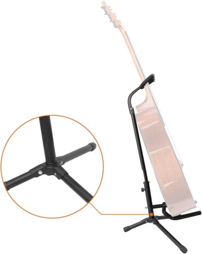 Amazon Basics Height Adjustable Portable Foldable Guitar Stand with Padded Non-Slip Secure Support for Acoustic, Electric, Bass and Banjos, Black