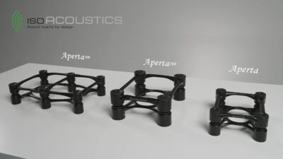 IsoAcoustics Aperta Series Isolation Speaker Stands with Tilt Adjustment: Aperta200 (7.8 x 10) Black Pair