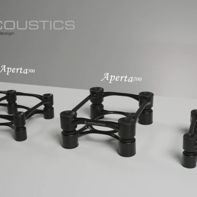 IsoAcoustics Aperta Series Isolation Speaker Stands with Tilt Adjustment: Aperta200 (7.8 x 10) Black Pair