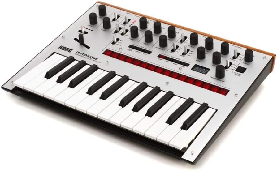 Korg monologue Monophonic Analog Synthesizer w/ 16-step Sequencer and OLED Oscilloscope – Silver