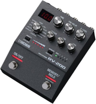 BOSS RV-200 Reverb | Premium Reverb Processing in a Streamlined BOSS 200 Series Effects Pedal Design for Guitar & Other Instruments | 12 Reverb Types including Arpverb | 127 User Memories