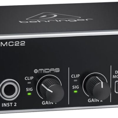Behringer UMC22 Audiophile 2×2, 48 kHz USB Audio Interface with Midas Mic Preamplifier | For Recording Microphones and Instruments