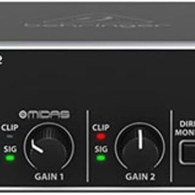 Behringer UMC22 Audiophile 2×2, 48 kHz USB Audio Interface with Midas Mic Preamplifier | For Recording Microphones and Instruments
