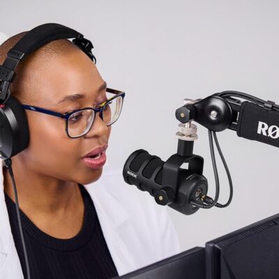 Rode PodMic USB Dynamic Broadcast Microphone with Black WS14 Pop Filter