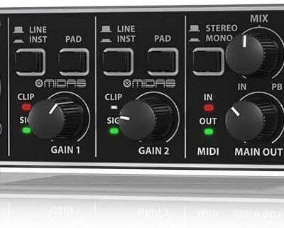 Behringer UMC204HD Audiophile 2×4, 24-Bit/192 kHz USB Audio/MIDI Interface with Midas Mic Preamplifiers | For Recording Microphones and Instruments