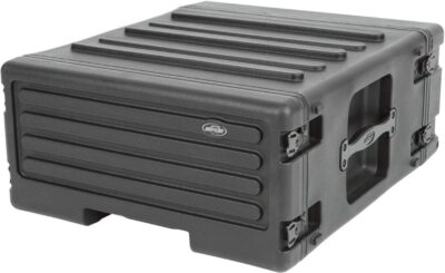 SKB Cases 1SKB-R4UW 4U Roto Rolling Rack, One-touch Pull Handle, Back Lid Mounted Wheels, Threaded Steel Rails, Rear Rack Rails Included, Waterproof Gasket, Rear Access Door