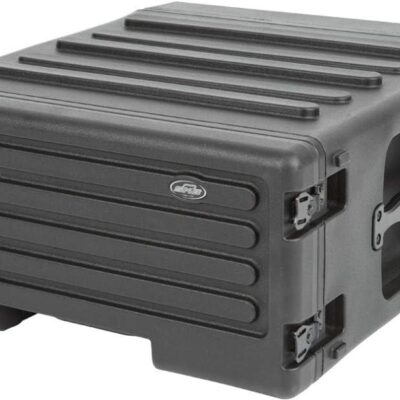 SKB Cases 1SKB-R4UW 4U Roto Rolling Rack, One-touch Pull Handle, Back Lid Mounted Wheels, Threaded Steel Rails, Rear Rack Rails Included, Waterproof Gasket, Rear Access Door