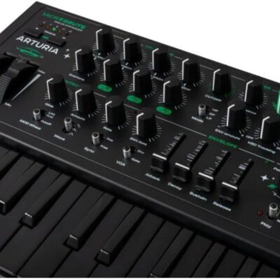 Arturia Micro Brute UFO Bundle with Polsen HPC-A30 Closed-Back Studio Monitor Headphones, Kellards MID-P10T Pro MIDI to MIDI Cable 10 Feet