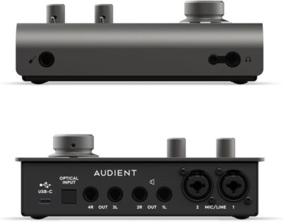 Audient Audio Interface iD14 MKII, 2 Class-A Microphone Preamps (High Performance USB Audio Interface, USB-C Connector, Monitor Mix and Monitor Panning Function, 2 Headphone Outputs), Black