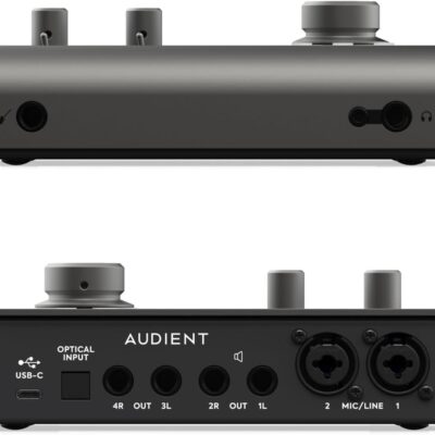 Audient Audio Interface iD14 MKII, 2 Class-A Microphone Preamps (High Performance USB Audio Interface, USB-C Connector, Monitor Mix and Monitor Panning Function, 2 Headphone Outputs), Black