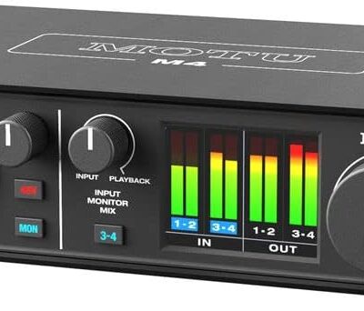 MOTU M4 Desktop 4×4 USB Type-C Audio-MIDI Interface Bundle with XLR-XLR Cable and 10-Pack Straps