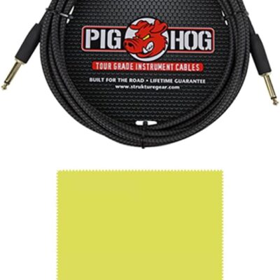 Boss WL-50 Guitar Wireless System Bundle with 10ft Pig Hog Black Woven Instrument Cable and Instrument Polishing Cloth – Compact Wireless Solution for Guitarists