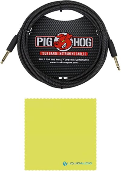 Boss WL-50 Guitar Wireless System Bundle with 10ft Pig Hog Black Woven Instrument Cable and Instrument Polishing Cloth – Compact Wireless Solution for Guitarists