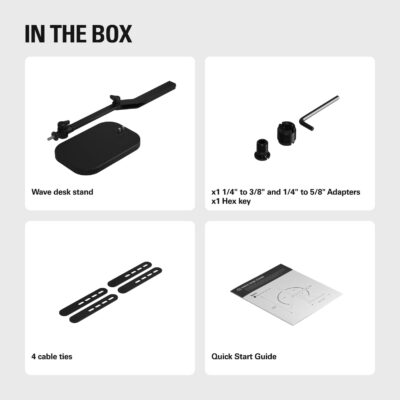 Elgato Wave Desk Stand – Adjustable Mounting Arm for Microphones, Works, HyperX, Rode, Fifine, Shure and More Mics, Compatible 1/4, 3/8 & 5/8 Thread, for Recording/Podcasting/Streaming, Black