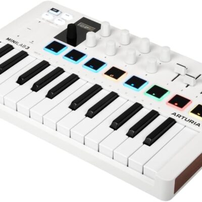 51d4iucBDQL. AC SL1080 Arturia MiniLab 3 – Universal MIDI Controller for Music Production, with All-in-One Software Package – 25 Keys, 8 Multi-Color Pads – White