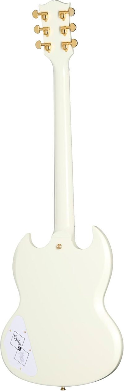 51dSHePCnML. AC SL1500 Epiphone Inspired by Gibson Custom 1963 Les Paul SG Maestro, Classic White with Hard Case