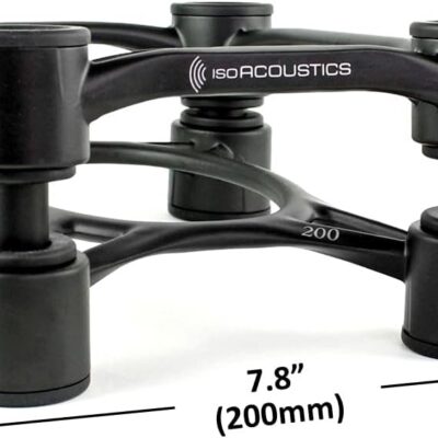 IsoAcoustics Aperta Series Isolation Speaker Stands with Tilt Adjustment: Aperta200 (7.8 x 10) Black Pair