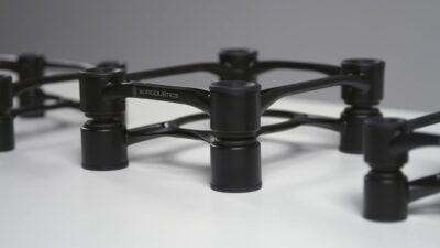 IsoAcoustics Aperta Series Isolation Speaker Stands with Tilt Adjustment: Aperta200 (7.8 x 10) Black Pair