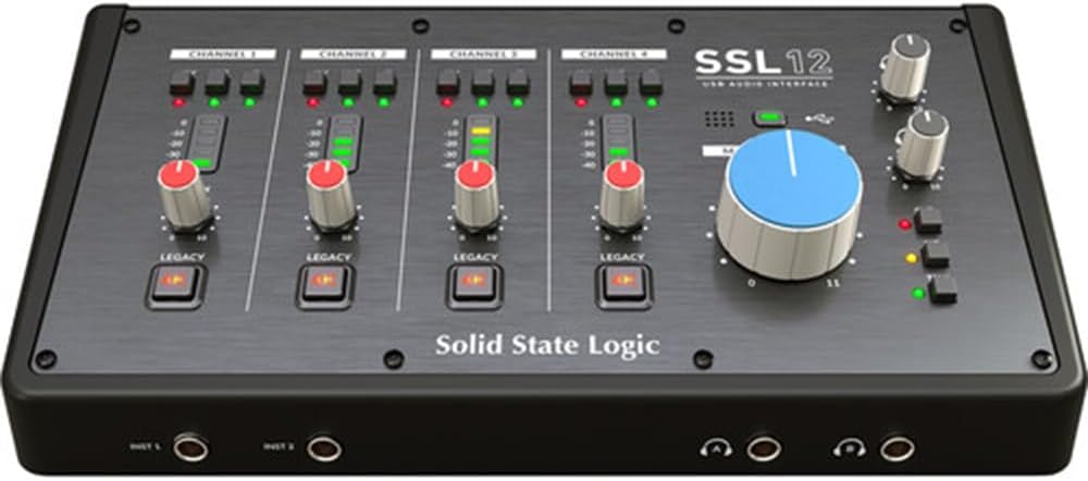 Solid State Logic SSL 12 USB Audio Interface Bundle with Polsen HPC-A30 Closed-Back Studio Monitor Headphones, 10 MIDI Cable (2x) and XLR-XLR Cable (2x)