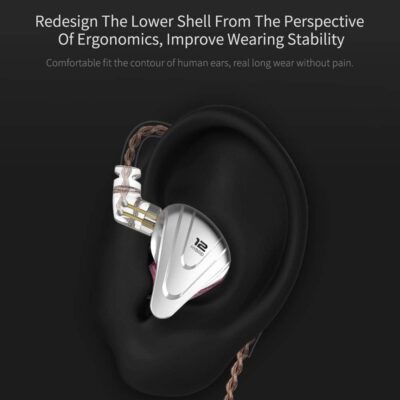 Linsoul KZ ZSX 5BA+1DD 6 Driver Hybrid in-Ear HiFi Earphones with Zinc Alloy Faceplate, Recessed 2 Pin Detachable Cable for Audiophile Musician (Without Mic, Black)