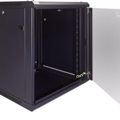 NavePoint 12U Server Cabinet Wall Mount Rack Enclosure Includes 2 Fans, Locking Glass Door, Removable Side Panels – 12U Network Cabinet 23.6 Deep, 19 Inch Server Rack for IT and A/V Equipment