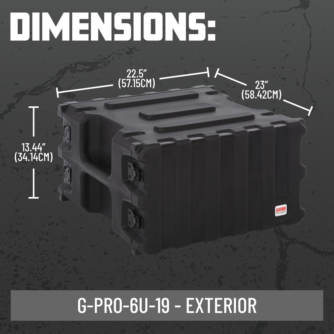 Gator Cases Pro Series 6U Rack Case with Standard 19 Depth, Roto Molded Made in USA (G-PRO-6U-19)