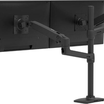 Ergotron – LX Vertical Stacking Dual Monitor Arm, VESA Desk Mount – for 2 Monitors Up to 40 Inches, 7 to 22 lbs Each – Tall Pole, Matte Black