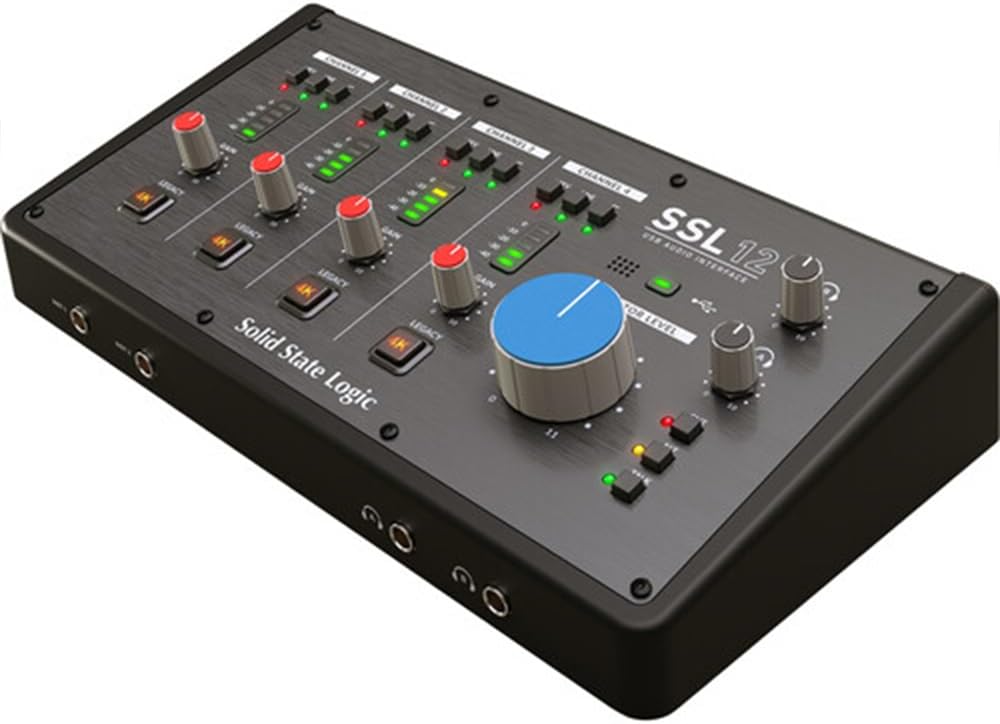 Solid State Logic SSL 12 USB Audio Interface Bundle with Polsen HPC-A30 Closed-Back Studio Monitor Headphones, 10 MIDI Cable (2x) and XLR-XLR Cable (2x)
