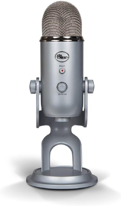 Logitech Creators Blue Yeti USB Microphone for PC, Mac, Gaming, Recording, Streaming, Podcasting, Studio and Computer Condenser Mic with Blue VO!CE Effects, 4 Pickup Patterns, Plug and Play – Silver