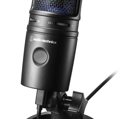 Audio-Technica AT2020USB-X Cardioid Condenser USB Microphone Bundled with Microphone Arm + Headphones + Wind Screen Pop Filter + Cleaning Cloth (5 Items)