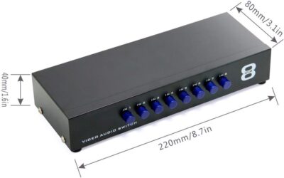 Panlong 8-Way AV Switch RCA Switcher 8 in 1 Out Composite Video L/R Audio Selector Box for DVD STB Game Consoles