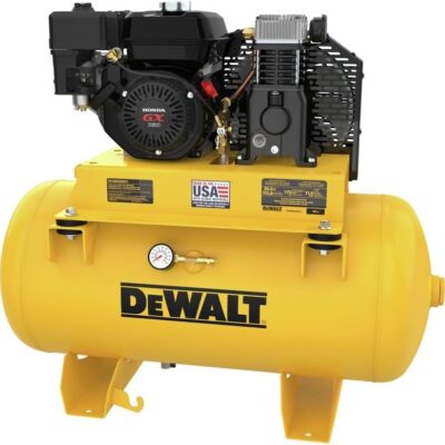DEWALT 30 Gallon Gas Air Compressor Powered by HONDA GX160 Engine with Oil Lubricated Twin Cylinder Pump and Cast Iron Crankcase, Ideal for Service Trucks: 175 PSI, Truck Mounted