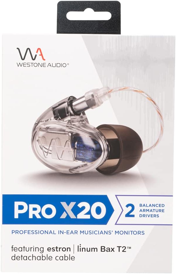 Westone Audio Pro X20 IEM Earphones – Dual Driver Noise Isolating Musician in-Ear Monitor Wired Earbuds