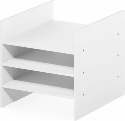 Furinno Cubicle Cube Insert, 3-Shelf Cube Organizer, 3-Tier Shelf Accessory, Fits into Furinno Triple Thick Cubes, IKEA Kallax, for Organizers and Storage, White
