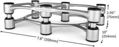 51wNDbjQu5S. AC SL1175 IsoAcoustics Aperta Series Isolation Speaker Stands with Tilt Adjustment: Aperta300 (11.8 W x 7.9 D) Silver (Single)
